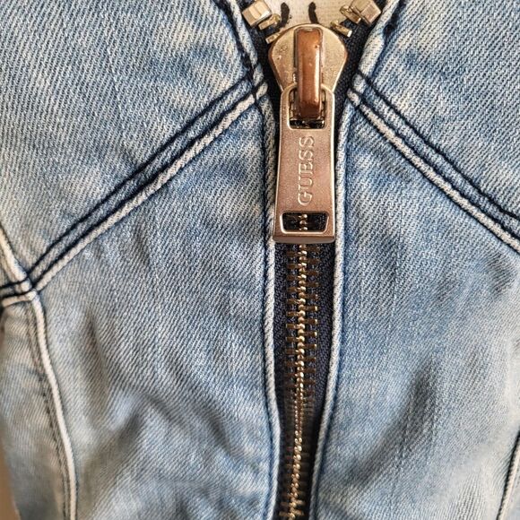 GUESS Jumpsuit Los Angeles Overalls Women's 4 Denim Skinny Leg Distress Y2K - Picture 13 of 16